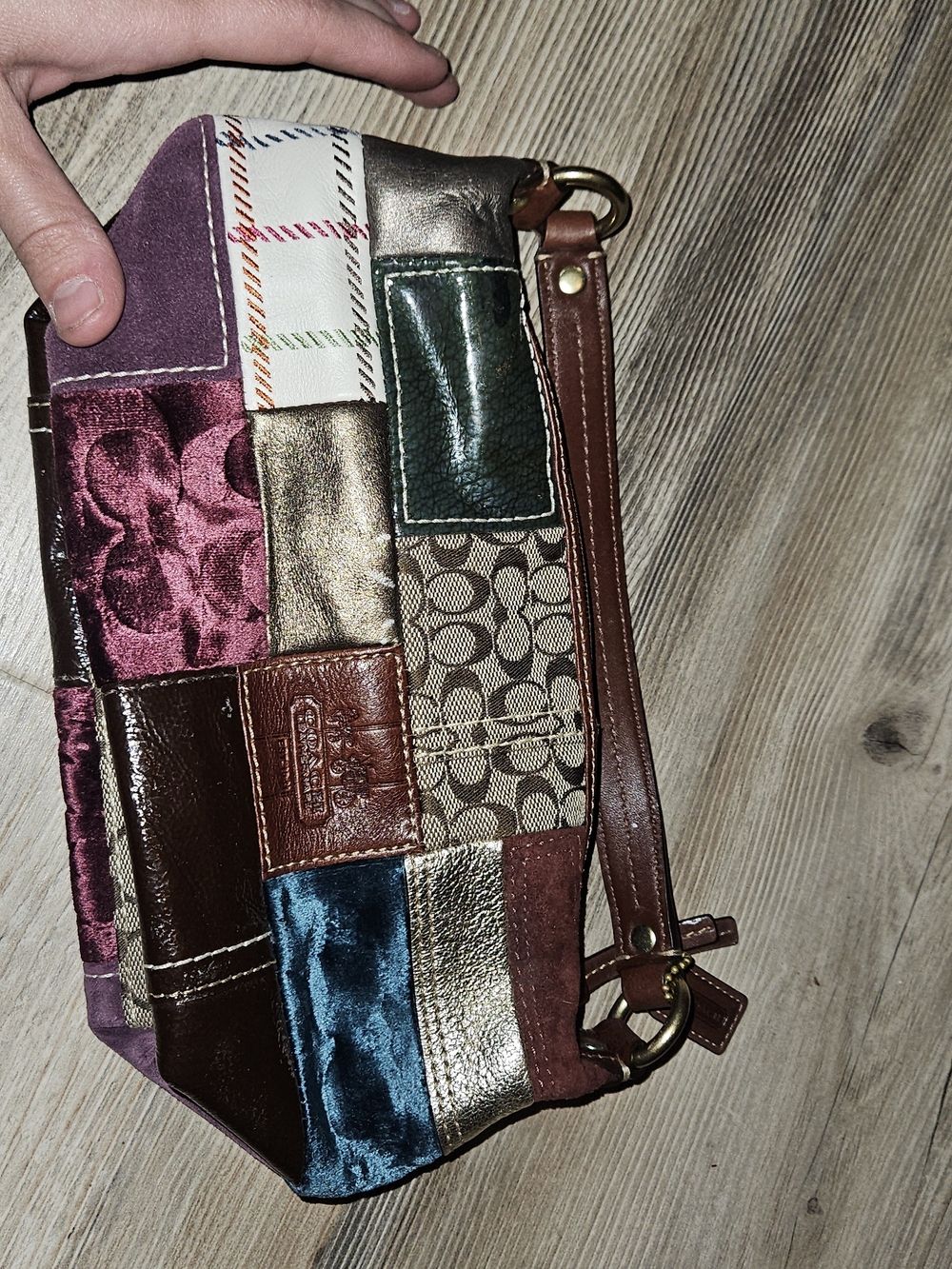 Coach Vintage Patchwork Wristlet Clutch in Multi Tones